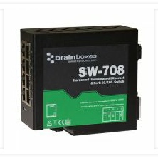 SW-708 Hardened Industrial Ethernet 8 Port Switch DIN Rail Mountable (BrainBoxes)