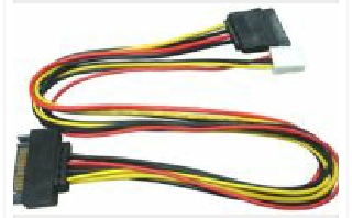 KB-114 40cm SATA 15Pin Male to Molex Small 4Pin Female & SATA 15Pin Female Y-type Power Cable