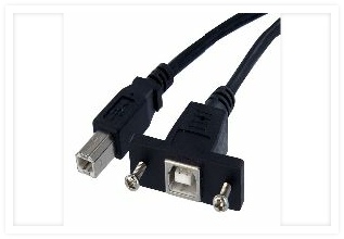 USBPMCBMF Nickel-Plated, USB 2.0 B/M to B/F Panel Mount cable
