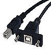 Nickel-Plated, USB 2.0 B/M to B/F Panel Mount cable, L=1M,BLK