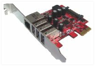NW-202 Gigabit LAN 1x + USB 3.0 3x Low Profile PCIe Combo  4Port Host Adapter